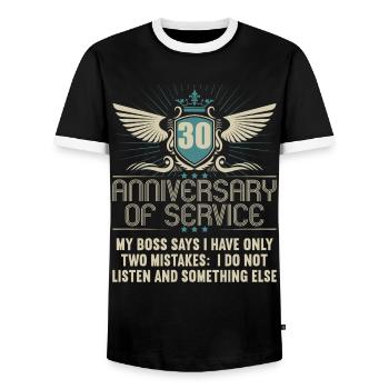 30 ans de service 30 ans de service - T-shirt contrasté Homme - noir/blanc - Devant - AI Model Female 172 light (172cm) & AI Model Male 178 light (178cm)