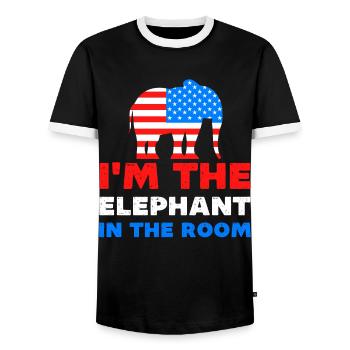 Im the elephant in the room Republican - Men's Ringer Shirt - black/white - Front - AI Model Female 172 light (172cm) & AI Model Male 178 light (178cm)