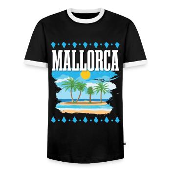 Mallorca - Männer Kontrast-T-Shirt - Schwarz/Weiß - Vorne - AI Model Female 172 light (172cm) & AI Model Male 178 light (178cm)