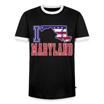 Maryland USA I love Albama - Men's Ringer Shirt - black/white - Front - AI Model Female 172 light (172cm) & AI Model Male 178 light (178cm)