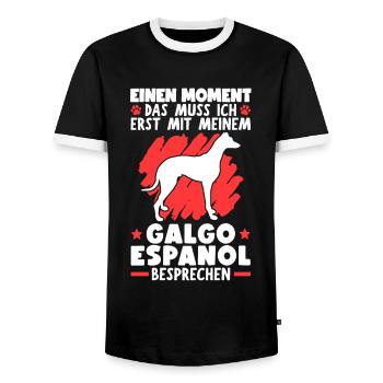 Mit meinem Galgo Espanol besprechen Windhund - Männer Kontrast-T-Shirt - Schwarz/Weiß - Vorne - AI Model Female 172 light (172cm) & AI Model Male 178 light (178cm)