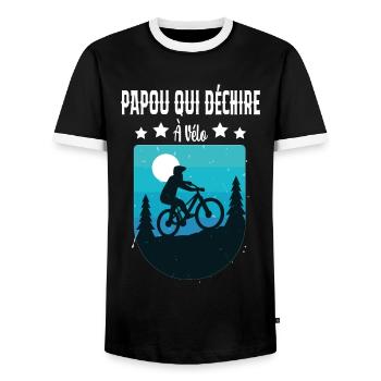 Papou Qui Déchire À Vélo - T-shirt contrasté Homme - noir/blanc - Devant - AI Model Female 172 light (172cm) & AI Model Male 178 light (178cm)