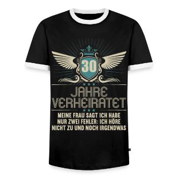 30 Jahre verheiratet nur 2 Fehler 30.Hochzeitstag - Männer Kontrast-T-Shirt - Schwarz/Weiß - Vorne - AI Model Female 172 light (172cm) & AI Model Male 178 light (178cm)