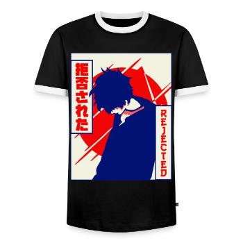 Emo Anime Young Vaporwave Aesthetically Rejected Ges - Men's Ringer Shirt - black/white - Front - AI Model Female 172 light (172cm) & AI Model Male 178 light (178cm)