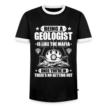 Geologie Geologe Geologist Geology Geologin - Men's Ringer Shirt - black/white - Front - AI Model Female 172 light (172cm) & AI Model Male 178 light (178cm)