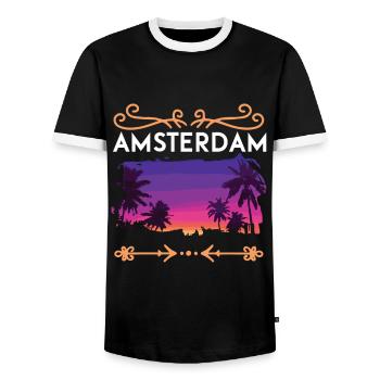 Amsterdam - T-shirt contrasté Homme - noir/blanc - Devant - AI Model Female 172 light (172cm) & AI Model Male 178 light (178cm)