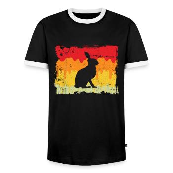 Hase Retro - Männer Kontrast-T-Shirt - Schwarz/Weiß - Vorne - AI Model Female 172 light (172cm) & AI Model Male 178 light (178cm)