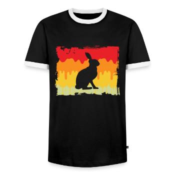 Hase Retro - Männer Kontrast-T-Shirt - Schwarz/Weiß - Vorne - AI Model Female 172 light (172cm) & AI Model Male 178 light (178cm)