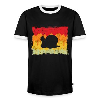 Snail Retro - Men's Ringer Shirt - black/white - Front - AI Model Female 172 light (172cm) & AI Model Male 178 light (178cm)