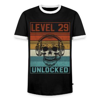 Gamer 29th Birthday - Men's Ringer Shirt - black/white - Front - AI Model Female 172 light (172cm) & AI Model Male 178 light (178cm)
