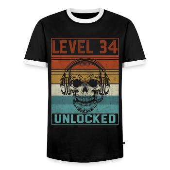 34e anniversaire du joueur - T-shirt contrasté Homme - noir/blanc - Devant - AI Model Female 172 light (172cm) & AI Model Male 178 light (178cm)