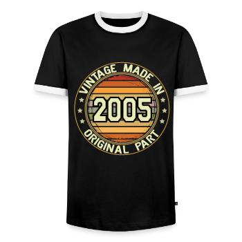 Vintage Made In 2005 Original Part Geburtstag 2005 - Männer Kontrast-T-Shirt - Schwarz/Weiß - Vorne - AI Model Female 172 light (172cm) & AI Model Male 178 light (178cm)