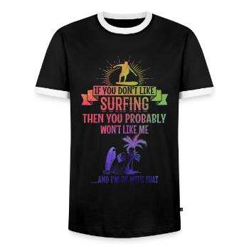 Wenn du nicht gerne surfst, wirst du mich - Männer Kontrast-T-Shirt - Schwarz/Weiß - Vorne - AI Model Female 172 light (172cm) & AI Model Male 178 light (178cm)