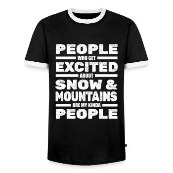 Ski Skiing Skis - Men's Ringer Shirt - black/white - Front - AI Model Female 172 light (172cm) & AI Model Male 178 light (178cm)