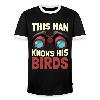 Ornithologues ornithologue ornithologues ornithologiques - T-shirt contrasté Homme - noir/blanc - Devant - AI Model Female 172 light (172cm) & AI Model Male 178 light (178cm)