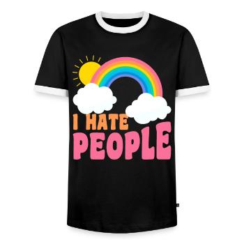 I Hate People Introvert People - Men's Ringer Shirt - black/white - Front - AI Model Female 172 light (172cm) & AI Model Male 178 light (178cm)