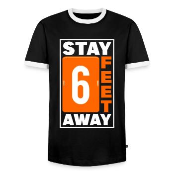 Stay 6 Feet Away Social Diastancing - Männer Kontrast-T-Shirt - Schwarz/Weiß - Vorne - AI Model Female 172 light (172cm) & AI Model Male 178 light (178cm)