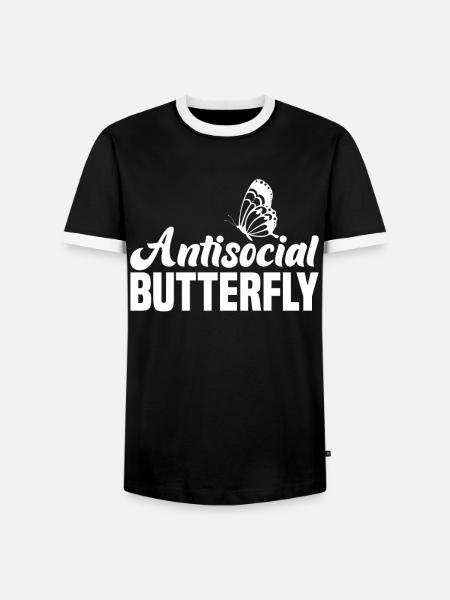 Antisocial Butterfly Introvert Design - Männer Kontrast-T-Shirt - Schwarz/Weiß