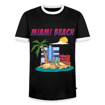 Miami Beach Florida Vacation - Männer Kontrast-T-Shirt - Schwarz/Weiß - Vorne - AI Model Female 172 light (172cm) & AI Model Male 178 light (178cm)