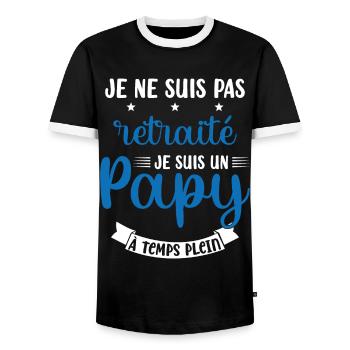 Je ne suis pas Retraité je suis un Papy - T-shirt contrasté Homme - noir/blanc - Devant - AI Model Female 172 light (172cm) & AI Model Male 178 light (178cm)