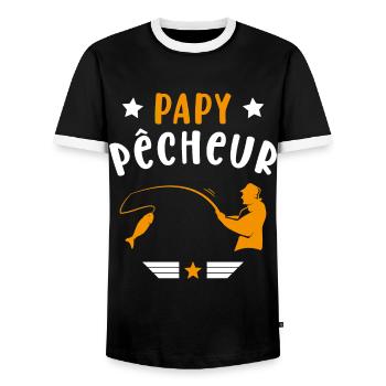 Papy Pêcheur Humour Fête des Grands Pères Noël - T-shirt contrasté Homme - noir/blanc - Devant - AI Model Female 172 light (172cm) & AI Model Male 178 light (178cm)