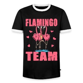 Flamingo Team - Männer Kontrast-T-Shirt - Schwarz/Weiß - Vorne - AI Model Female 172 light (172cm) & AI Model Male 178 light (178cm)