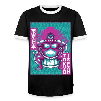 Sumo Wrestler Sumo Wrestling Tokyo Japon Cadeau - T-shirt contrasté Homme - noir/blanc - Devant - AI Model Female 172 light (172cm) & AI Model Male 178 light (178cm)