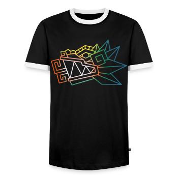 Quetzalcoatl Polygon Antike aztekische Schlange Ma - Männer Kontrast-T-Shirt - Schwarz/Weiß - Vorne - AI Model Female 172 light (172cm) & AI Model Male 178 light (178cm)