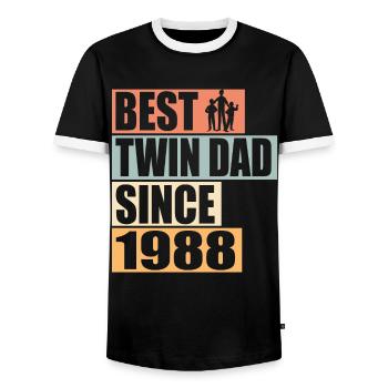 Jumeaux Père Père jumeau depuis 1988 - T-shirt contrasté Homme - noir/blanc - Devant - AI Model Female 172 light (172cm) & AI Model Male 178 light (178cm)
