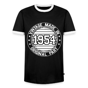 Vintage Made In 1954 Original Part Geburtstag 1954 - Männer Kontrast-T-Shirt - Schwarz/Weiß - Vorne - AI Model Female 172 light (172cm) & AI Model Male 178 light (178cm)