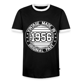 Vintage Made In 1956 Original Part Geburtstag 1956 - Männer Kontrast-T-Shirt - Schwarz/Weiß - Vorne - AI Model Female 172 light (172cm) & AI Model Male 178 light (178cm)
