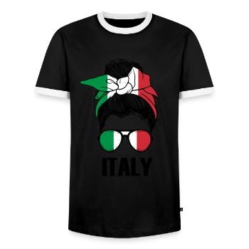 Italie - T-shirt contrasté Homme - noir/blanc - Devant - AI Model Female 172 light (172cm) & AI Model Male 178 light (178cm)