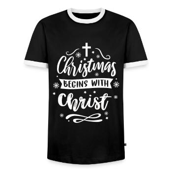 Christianity God Jesus Gift Church Religion - Men's Ringer Shirt - black/white - Front - AI Model Female 172 light (172cm) & AI Model Male 178 light (178cm)