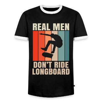 Skater Skateboard Gift Halfpipe Sk8 Ollie - Men's Ringer Shirt - black/white - Front - AI Model Female 172 light (172cm) & AI Model Male 178 light (178cm)