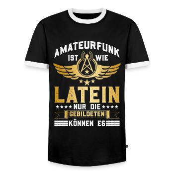 Amateurfunk Latein Funkamateur Funker - Männer Kontrast-T-Shirt - Schwarz/Weiß - Vorne - AI Model Female 172 light (172cm) & AI Model Male 178 light (178cm)