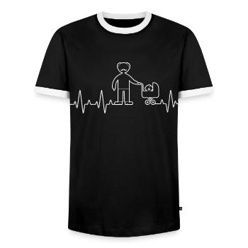 Grandpa Grandkid Heartbeat Baby Granddad - Men's Ringer Shirt - black/white - Front - AI Model Female 172 light (172cm) & AI Model Male 178 light (178cm)