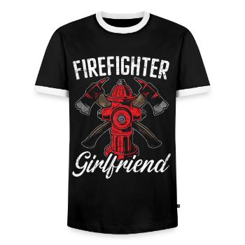 Pompier Petite amie Pompier pompier - T-shirt contrasté Homme - noir/blanc - Devant - AI Model Female 172 light (172cm) & AI Model Male 178 light (178cm)