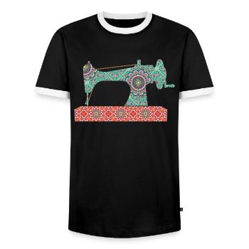 Sewing Machine Design For Quilting - Männer Kontrast-T-Shirt - Schwarz/Weiß - Vorne - AI Model Female 172 light (172cm) & AI Model Male 178 light (178cm)