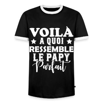 Voila À Quoi Ressemble Le Papy Parfait - T-shirt contrasté Homme - noir/blanc - Devant - AI Model Female 172 light (172cm) & AI Model Male 178 light (178cm)