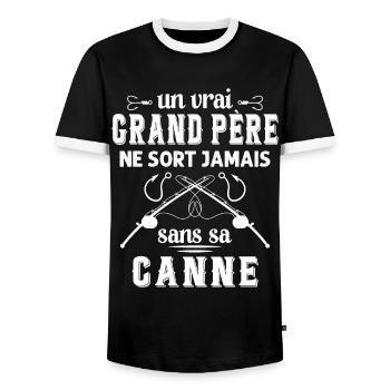 Un vrai Grand Père Pêcheur - T-shirt contrasté Homme - noir/blanc - Devant - AI Model Female 172 light (172cm) & AI Model Male 178 light (178cm)