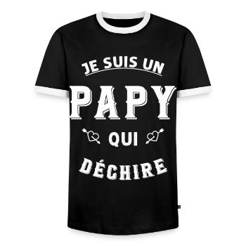 Je suis un papy qui déchire - T-shirt contrasté Homme - noir/blanc - Devant - AI Model Female 172 light (172cm) & AI Model Male 178 light (178cm)