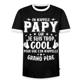 Papy car je suis trop cool / humour grand-père - T-shirt contrasté Homme - noir/blanc - Devant - AI Model Female 172 light (172cm) & AI Model Male 178 light (178cm)