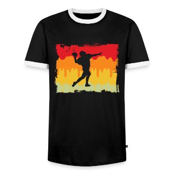 Football Rétro - T-shirt contrasté Homme - noir/blanc - Devant - AI Model Female 172 light (172cm) & AI Model Male 178 light (178cm)