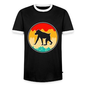 Affe Retro - Männer Kontrast-T-Shirt - Schwarz/Weiß - Vorne - AI Model Female 172 light (172cm) & AI Model Male 178 light (178cm)