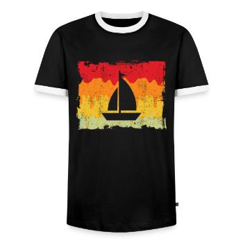 Voile Rétro - T-shirt contrasté Homme - noir/blanc - Devant - AI Model Female 172 light (172cm) & AI Model Male 178 light (178cm)
