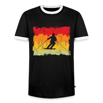 Ski Retro - Männer Kontrast-T-Shirt - Schwarz/Weiß - Vorne - AI Model Female 172 light (172cm) & AI Model Male 178 light (178cm)