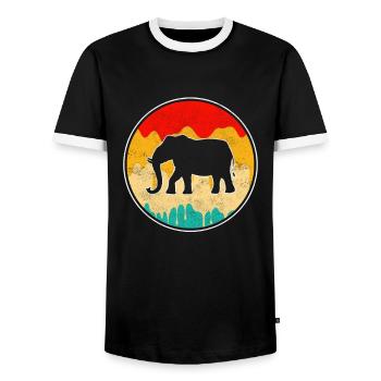 Rétro éléphant - T-shirt contrasté Homme - noir/blanc - Devant - AI Model Female 172 light (172cm) & AI Model Male 178 light (178cm)