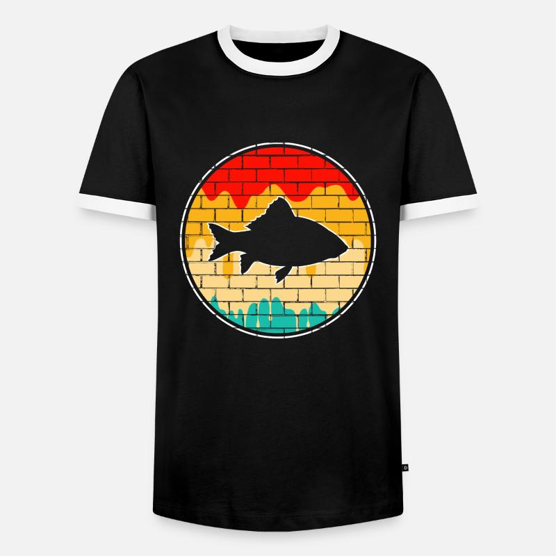 Fisch Retro - Männer Kontrast-T-Shirt - Schwarz/Weiß