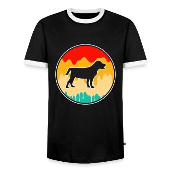 Hund Retro - Männer Kontrast-T-Shirt - Schwarz/Weiß - Vorne - AI Model Female 172 light (172cm) & AI Model Male 178 light (178cm)