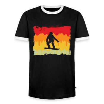 Snowboarding Retro - Männer Kontrast-T-Shirt - Schwarz/Weiß - Vorne - AI Model Female 172 light (172cm) & AI Model Male 178 light (178cm)